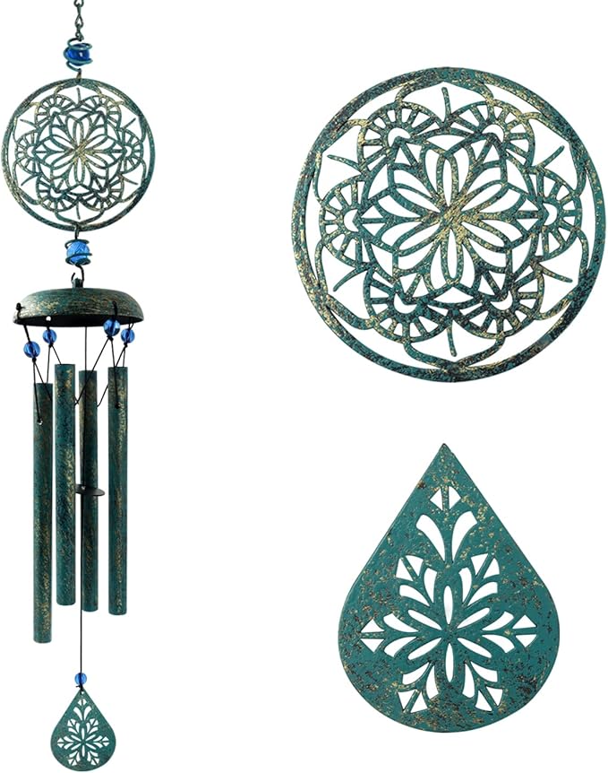 Wind Chimes for Outside Zen Atmosphere Wind Chime Windchime Outdoors for Outdoor Garden Patio Decor with Mandala Design Windchime Gifts for Mother Grandma Sisters(6 Petal)