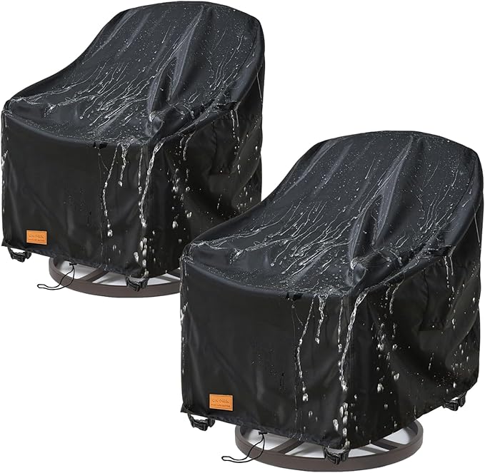 Outdoor Swivel Chair Covers Waterproof 2 Pack,Outdoor Chair Covers Patio Furniture Cover for Deck Patio Swivel Chair Heavy Duty, 28 W x 32 D x 36 H inches,Black