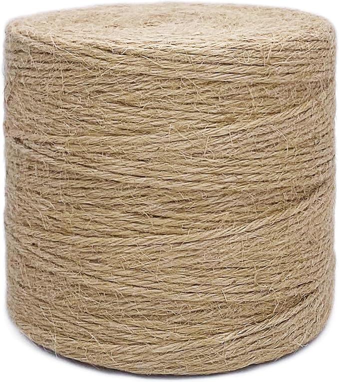 500FT Jute Twine Rope 3mm Natural Thick Garden Twine String Heavy Duty for Gardening Bundling Crafts Arts Gift Wrapping Packing Material Wedding Christmas Decoration Bulk
