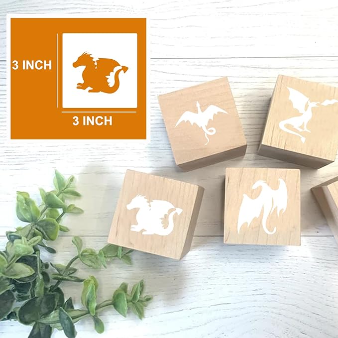Small Stencils for Painting on Wood Burning Reusable, 3 Inch Reusable Stencil for Craft Ornament Paint Template Stencils for Wall Card Rock Wood Signs Coasters Canvas Home Decor (Dragon)