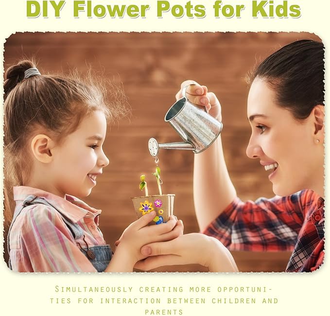40 Set Garden Paper Pot Craft Kit, Seed Starter Pots with Adhesive Foam Stickers and Pot Labels, Seed Starter Pots for Kids Spring Summer Early Graduation DIY Crafts