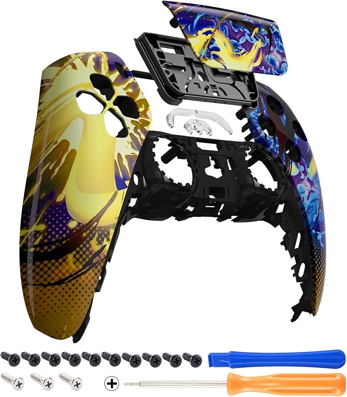 eXtremeRate Splattering Fighting Front Top Shell with Touchpad Compatible with ps5 Controller BDM-010 020 030 040 050, DIY Replacement Shell Custom Touch Pad Cover Compatible with ps5 Controller