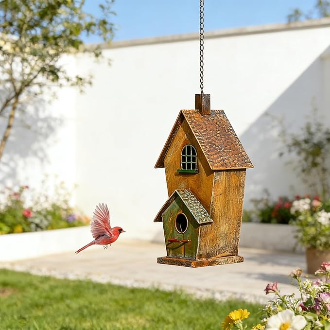 Jemeni Metal Birdhouse for Outdoors, Bird Houses for Outside Hanging, Country Cottage Style……