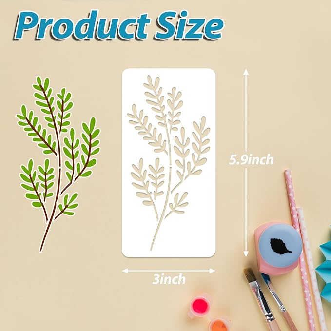 Flower and Leaf Stencils for Painting, 18PCS 6 x 3 Inch Plastic Botanical Stencils for Crafts Reusable, Small Floral Drawing Templates for Painting on Wood Wall Canvas, Card Making & Home Decor