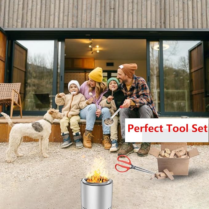 Mini Fire Stick Tongs and Pellet Scoop Set Compatible with Solo Stove Mesa/XL, Tabletop Fire Pit Accessories, Small Firewood Grabber, and Pellet Management Tool