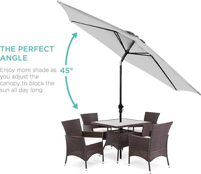 Best Choice Products 10ft Outdoor Steel Polyester Market Patio Umbrella w/Crank, Easy Push Button, Tilt, Table Compatible