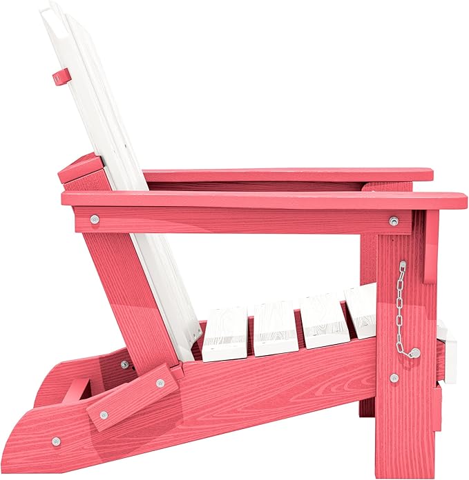 SERWALL Kids Adirondack Chair, HDPE Adirondack Chair for Children,All-Weather Resistant for Patio, Garden, Backyard - White and Light Pink
