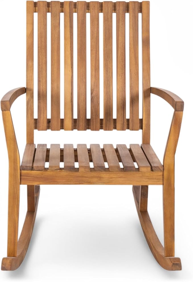 Christopher Knight Home Nycha Acacia Wood Rocking Chair Outdoor Set of 2, Patio Furniture Set, Wooden Patio Single Sofa with Glider Function, Lounge Chair Outdoor, Teak