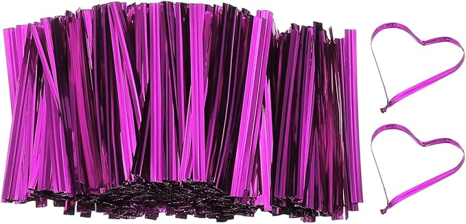 PATIKIL Bag Twist Ties 2 Inch, 800 Pcs Metallic Bread Ties for Treat Plastic Bags Gift Wrapping Candy Coffee Bag Plant Party Cake Favor, Rose Red