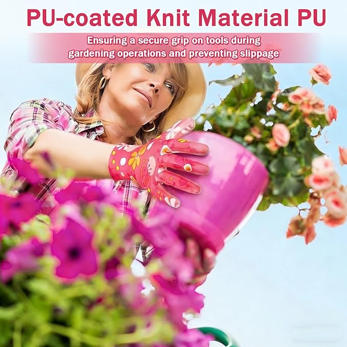 24 Pairs Gardening Gloves for Women PU Coated Breathable Non-slip Knitting Gloves for Gardening Planting Seeding