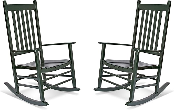 Shine Company Vermont Rocking Chairs, Outdoor Front Porch Rocker Set of 2, Dark Green