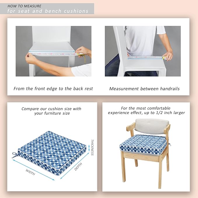 JMGBird 19x19 Outdoor Chair Cushions Set of 2 Water-Repellent Outdoor Seat Cushions 3-Year Color Fastness Outdoor Cushions for Patio Furniture