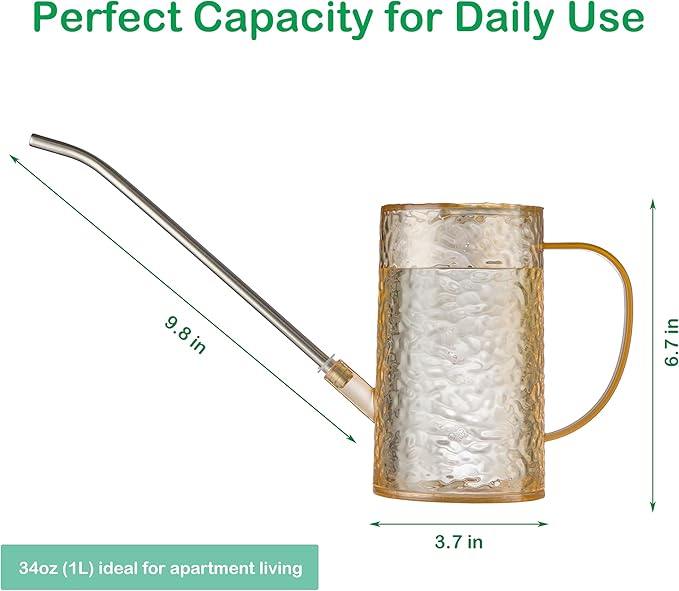 Long Spout Watering Can Indoor Plants, Small Watering Cans for House Plants, Flowers, Succulents 34oz