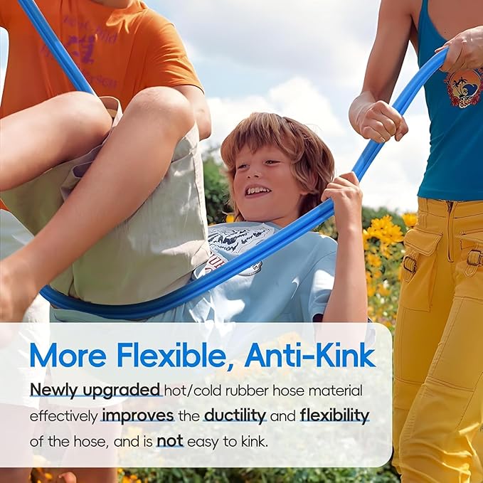 PECILITE Female to Female Hot/Cold Garden Water Hose 3 ft x 3/4 Inch for Hose Reel, -50℉To 190℉, Heavy Duty, Flexible, Burst 605 Psi, Rubber Extension Pipe with 3/4" Brass Fittings