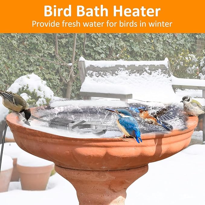 1000W Utility De-Icer, Submergible Bird Bath Heater De-icer, Chicken Water Heater, Stock Tank Heater for Livestock Poultry Birds, Cows, Horses, Wildlife Drinkingwith 10FT Power Cord, Black