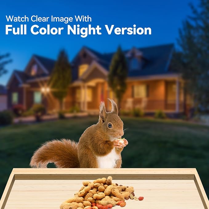 Squirrel Feeder with Camera Solar Powered：2.5K HD Wireless samrt Squirrel Picnic Table Feeders with Camera for Outside Funny Squrrill Nuts Bar,Wooden Chipmunk Box House for Peanuts Corn