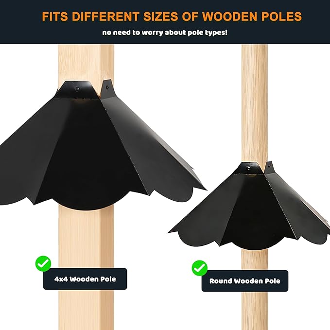 Oversized 21 Inch Metal Squirrel Baffle, Chew-Proof Weatherproof Squirrel Guard for Bird Feeder Pole and 4x4 Post, Outdoor Hanging Squirrel Proof Baffle, Black