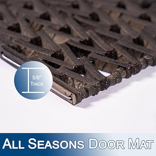 Durite Outdoor Door Mat, Recycled Tire-Link Welcome Rubber Patio or Entrance Front Door Mat, 17" x 25", Heavy Duty, Long Lasting, Durable, Sturdy, Easy to Clean, Herringbone Weave, Black