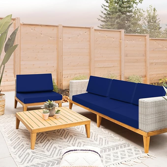 Outdoor Cushions for Patio Furniture, Outdoor Seat and Back Cushion, Waterproof Hampton Bay Deep Seat Replacement Couch Cushions for Garden Lawn, 26.5x26.5 Navy