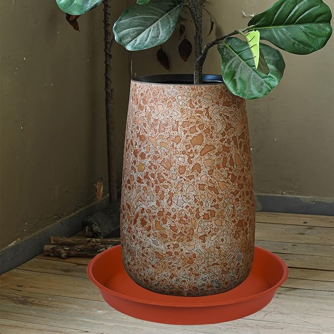 4 Pack of 18 19 inch Plant Saucer, Deep Heavy Duty Plastic Saucer 18" Round, Plant Tray for Pots, Plant Saucers for Indoors, Plant Trays for Planter 17-20" (19 inch, Terracotta)