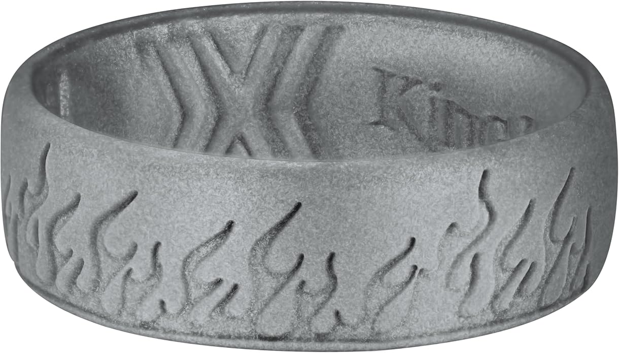 King Will Silicone Ring for Men and Women, 1.8mm Ultra Thick 6.6mm Width, Dome Metallic Style Comfort Fit - Breathable Durable Flexible Wedding Band