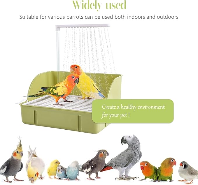 Parrot Bathtub Bird Automatic Bath Shower,Large Bird Shower Fountain Indoor Bathtub with Running Water, Contains USB and Pump,for Pet Birds, African Grey, Cockatiel, Conure, Budgie, Lovebird(White)