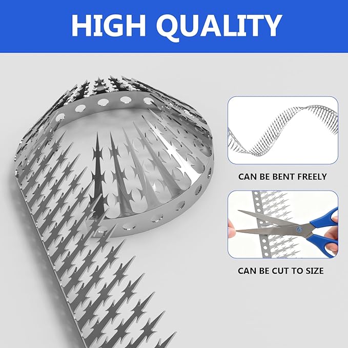 Bird Squirrel Spikes and Squirrel Proof Baffle,for Bird Feeders and Pole,Outside Fence,Wall,Tree,Drainpipes,Deterrent Effective Against Pigeons,Raccoons,Mice and Cats,40 inches