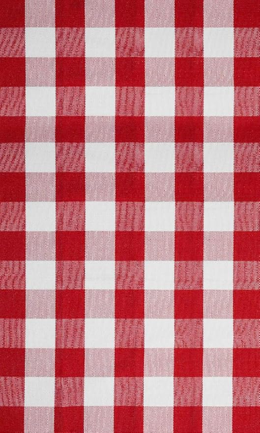MUBIN Cotton Red White Plaid Plaid Rug, 3'x5' Outdoor Front Door Decor Mat, Hand-Woven Reversible Foldable Rug for Layered Door Mats Washable Carpet for Front Porch, Entryway, Farmhouse