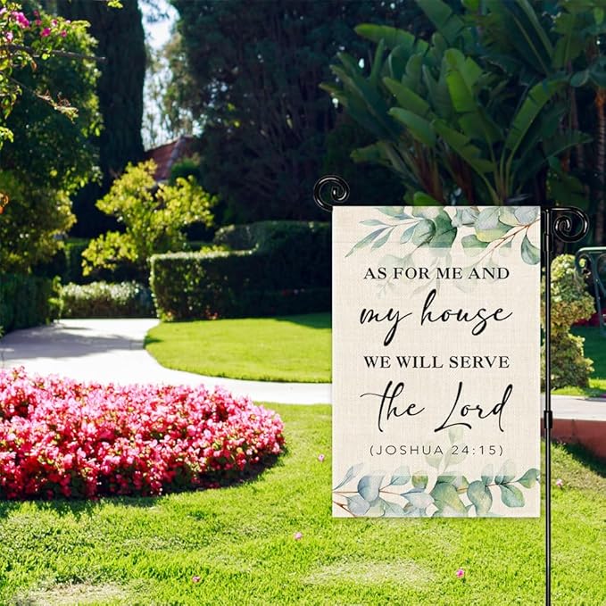 As for Me and My House We Will Serve the Lord Garden Flag, Double Sided Yard Outdoor Farmhouse Lawn Porch Decor Flag, Bible Verse Decor, Christian Home Decor Gifts for Women Coworker Friend