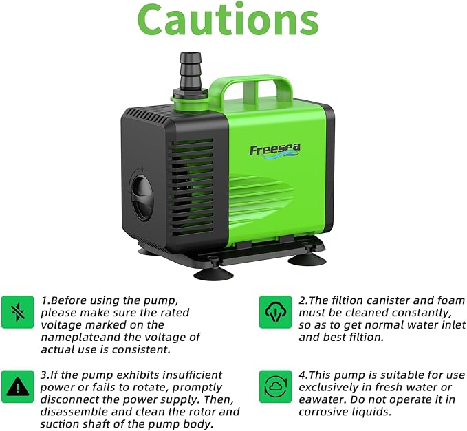 FREESEA Submersible Water Pump for Pond: 1350GPH 150W Fountain Pump with 6.6ft Tubing for Aquarium Fish Tank Waterfall Hydropoic