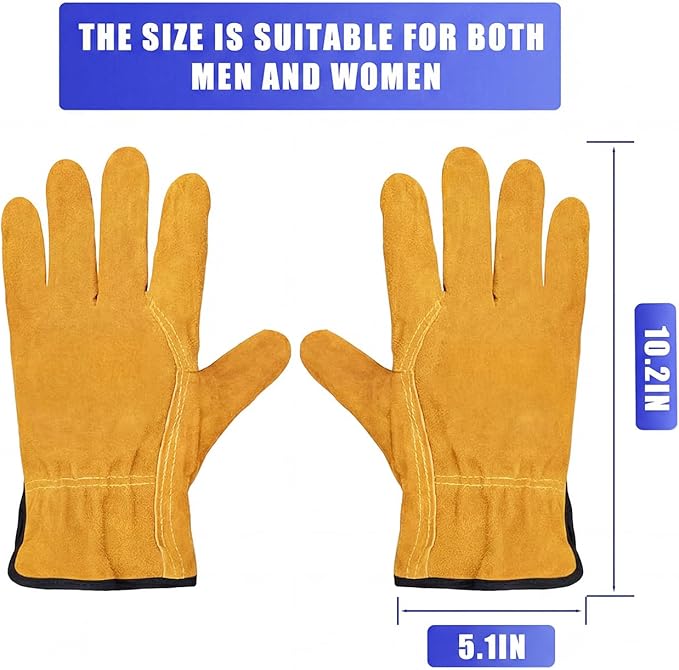 Fire/Heat Resistant Welding Gloves, Thickened Short Labor Protection Gloves for Welding, Gardening, Animal Handling, Fireplace, BBQ, Industry Cutting, Forge, Construction, Grill, Oven, Large Size