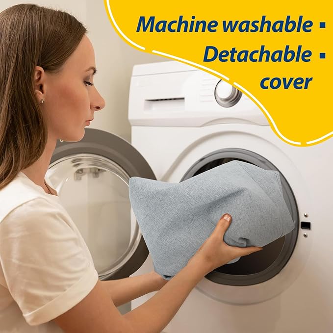 AAAAAcessories D-Shaped Chair Cushions, 2" Thick Dining Chair Pads with Ties and Removable, Machine-Washable Cover, 17" x 16", Set of 6, Gray
