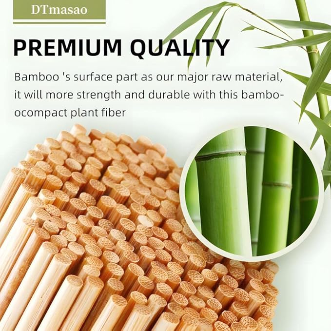 200PCS 6 inch Bamboo Skewers for wooden sticks， BBQ，Appetiser，Fruit，Cocktail，Kabob，Chocolate Fountain，Grilling，Kitchen，crafting and Party. Φ=3mm, More Size Choices 6"/8"/10"/12"/36"