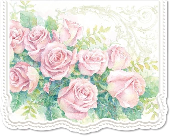 Poster Foundry Set of 3 - Rose Cascade Boxed Note Cards by Carol Wilson. 10 embossed 4x5 Die-Cut Notecards and Matching Envelopes in Decorative Gift Box with Magnetic Flap. NCP2429