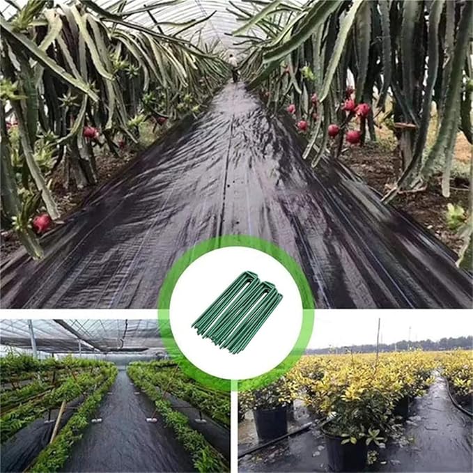 Garden Pegs Pins Gardening Stakes Landscape Staples Ground Anchor Peg U Shape Steel Nail Pins for Artificial Grass Sod Weed Membrane Grass Fabric Netting, 15 Pack
