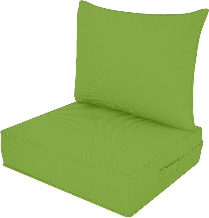 Outdoor Deep Seat Cushion Set, Fade Resistant Patio Chair Cushions, 24x24x6 Inch Patio Sofa Furniture Pad with Removable Cushion Covers (Pale Green, 24''Lx24''Wx6''H-1pcs Set)