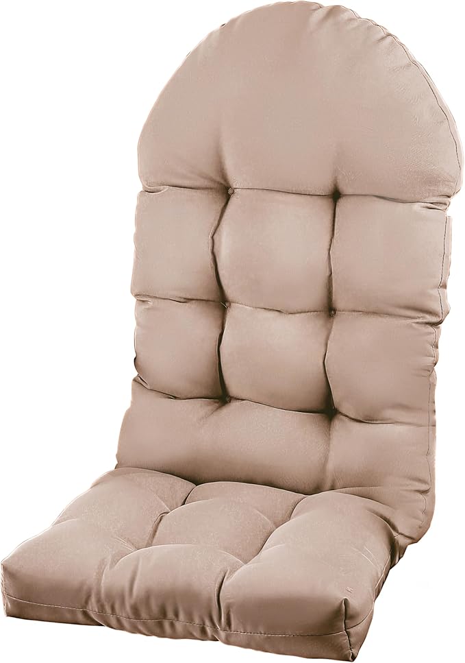 Large Adirondack Chair Cushion, Rocking Chair Cushion 50x20.8x4 inch, High Back Patio Cushions of Upper and Lower with Ties, Sunscreen and Fade-Resistant (Beige, 1)