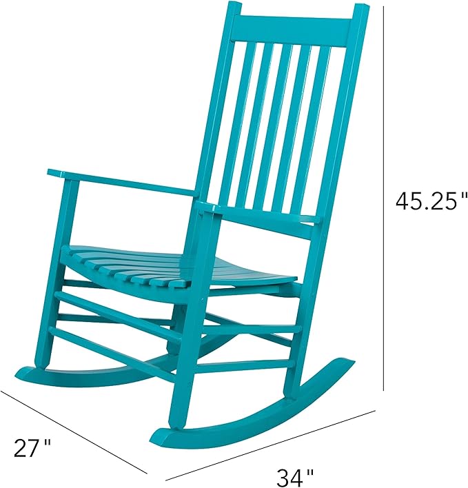 Shine Company Vermont Rocking Chairs, Outdoor Front Porch Rocker Set of 2, Aruba