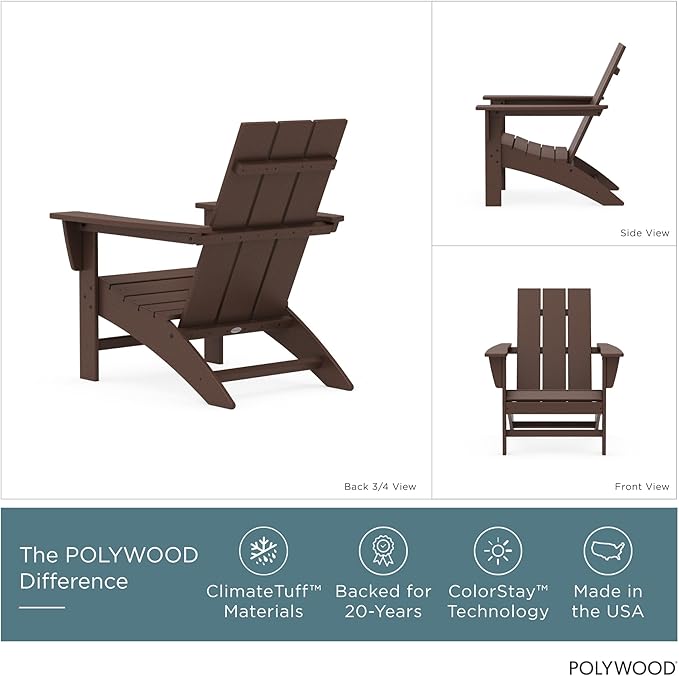 POLYWOOD AD420MA Modern Adirondack Chair, Mahogany