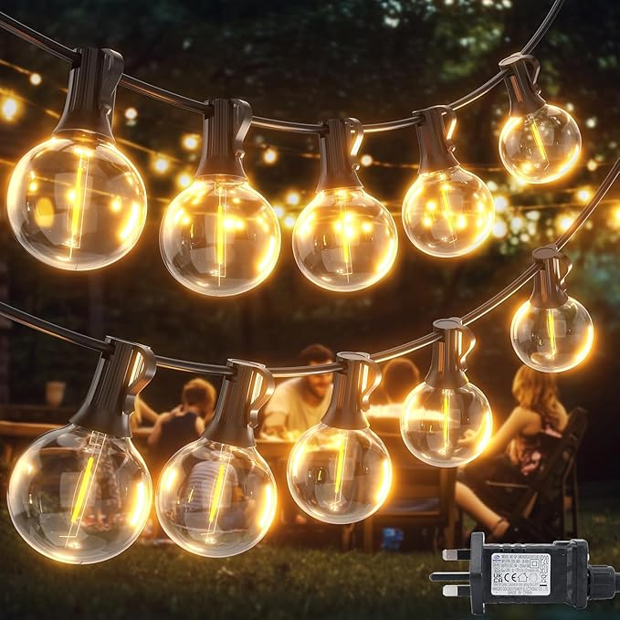Outdoor String Lights 100ft LED Hanging Globe Patio Lights with G40 Shatterproof Bulbs(34+3 Bulbs), Waterproof Connectable Hanging Light for Indoor Outdoor Decor Garden Camping Backyard Porch