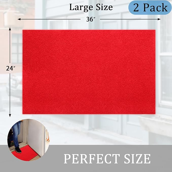 AAZZKANG Red Door Mat Set of 2 Non Slip Durable Multi-Purpose Outdoor Indoor Mats Large 36"x24" Ultra Absorb Mud Easy to Clean Entry Doormat for Inside,Outside,Patio,High Traffic Areas