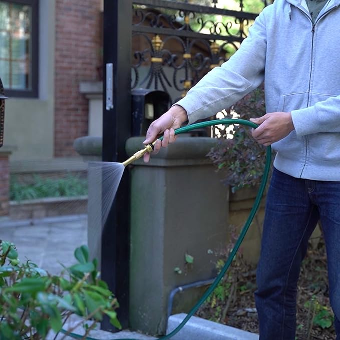 15FT Lightweight PVC Garden Hose: 1/2 Inch Flexible Hose with 3/4 Inch GHT and Shut Off Valve - Leak-Proof Design with Washers and Repair Connector for Small Yard Car Washing