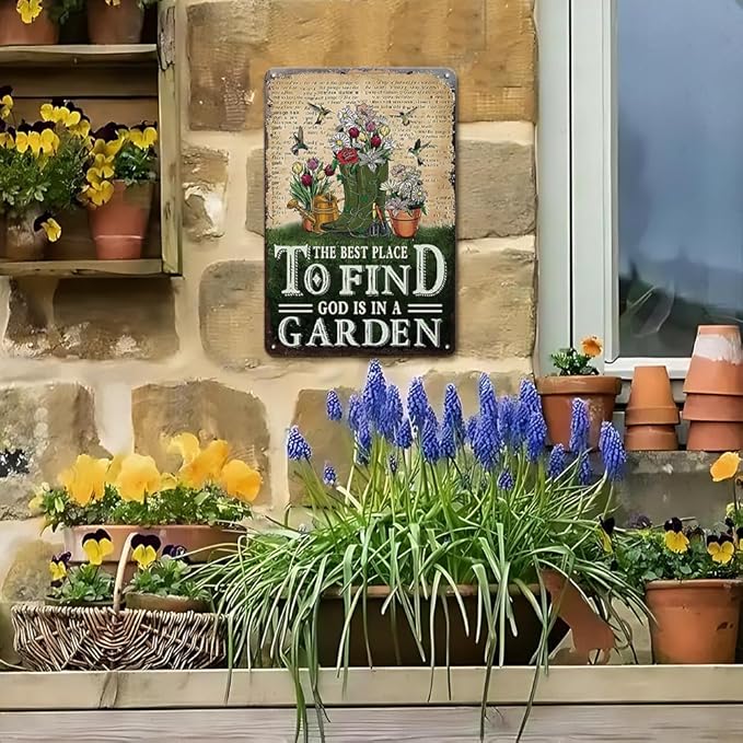 Cute Funny Garden Decor Gardening Gifts for Gardeners Spring Farmhouse decor Patio Signs Fence Decor Vintage Signs for Outside