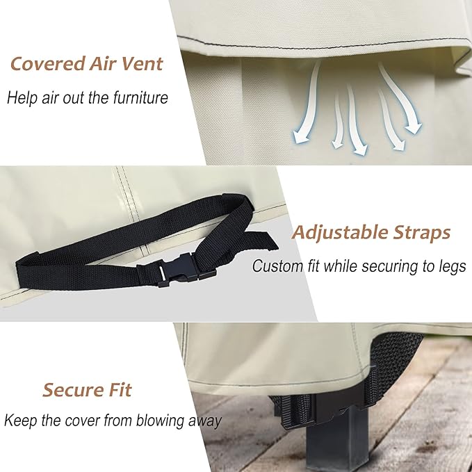 NettyPro Patio Chair Covers 34 Inch Waterproof 600D Heavy Duty Outdoor Seat Covers Set 4, Beige