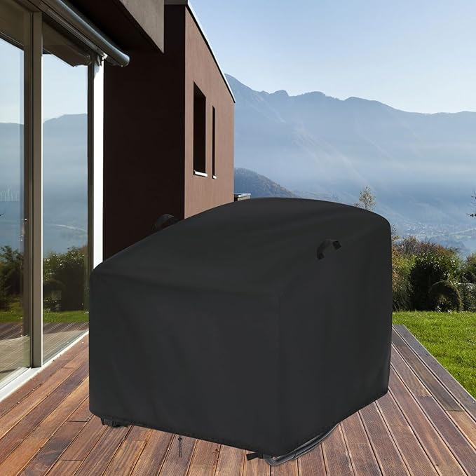 Outdoor Patio Egg Rocking Chair Cover - Waterproof, Fits Indoor Papasan Chair & Rattan Wicker Lounge Chairs (Black, 44x38x30in)