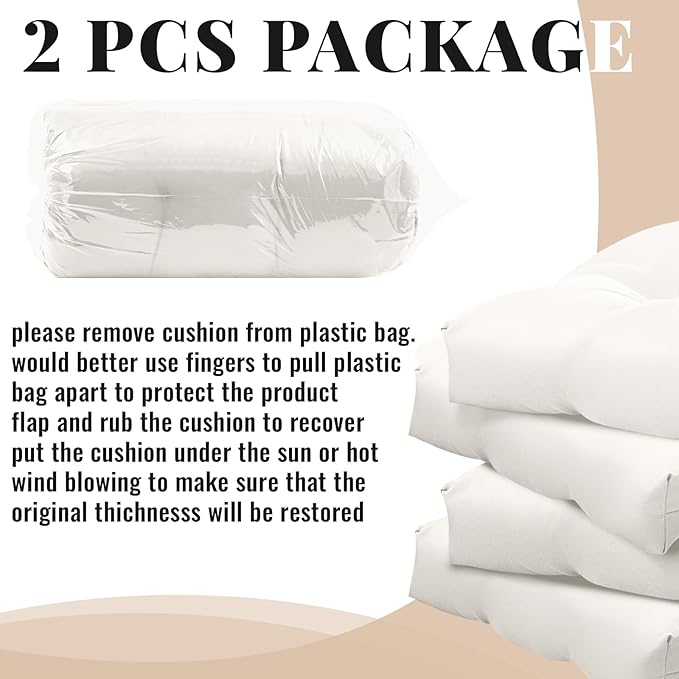 Kigley 2 Pcs Chaise Lounge Cushions 75 x 22 x 5 Inches Soft Lounge Chair Cushion Spring/Summer Seasonal Replacement for Outdoor Indoor Home Office (Ivory White)