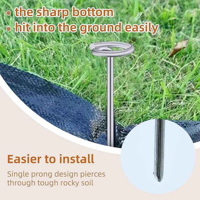 50 Pack Circle Top Landscape Fabric Stakes 8 Gauge Landscape Pins, More Holding Power Than U-Shape Garden Staples, 6 Inch Length Garden Stakes Not Easy to Bend, Landscape Stakes.Landscape Staples.