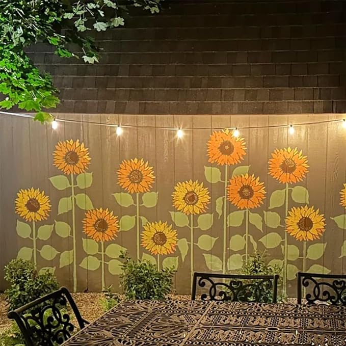 Large Flower Stencils for Wood Fence Sunflower Stencil for Painting on Walls Furniture Fabrics DIY Decor