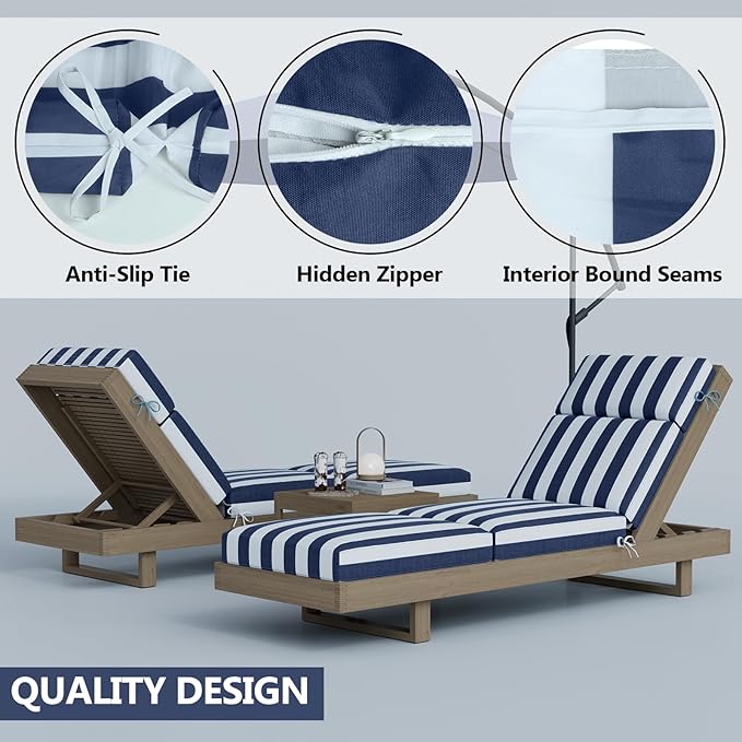 Chaise Lounge Cushions Outdoor, 80 x 26 x 4 Inch Lounge Chair Cushions for Outdoor Furniture - Waterproof Lounge Patio Replacement Cushion, 4In Fade-Resistant ThickPatio Chaise Lounge Cushion
