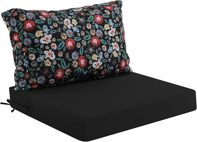 idee-home Outdoor Cushions for Patio Furniture, Outdoor Seat Cushion, Waterproof Hampton Bay Deep Seat Replacement Couch Chair Cushions for Garden Lawn Backyard Deck, 26.5 x 26.5 Floral Pattern